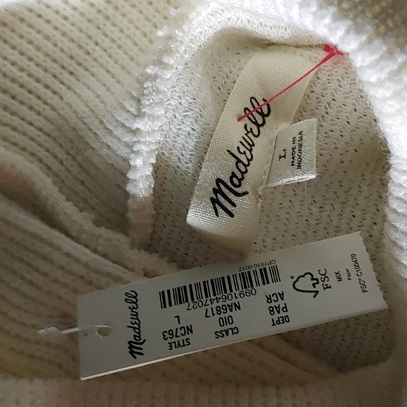 Madewell mock neck button back top SZ.L NWT Antique cream - Picture 9 of 10